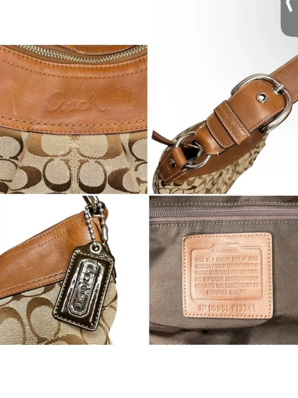 Coach SoHo Brown Leather and Signature Jacquard Shoulder Bag - Picture 5 of 14